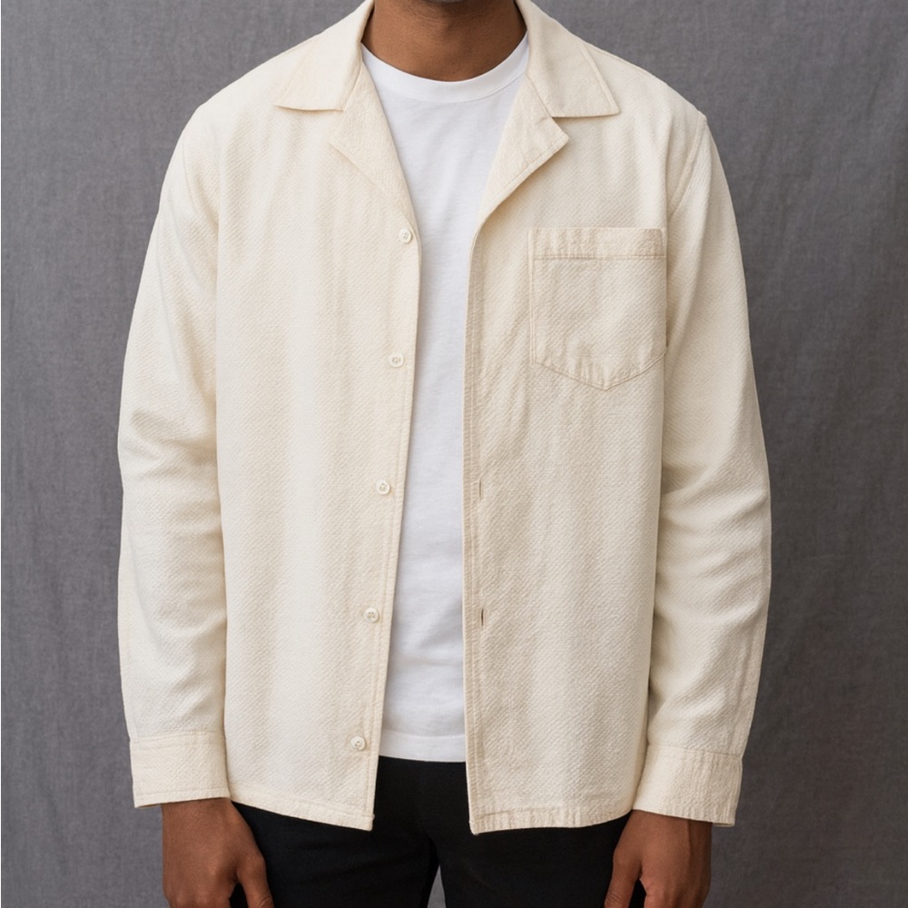 I love Ugly Men's Cream linen button down top.